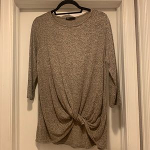 Dark oatmeal twist waist sweater